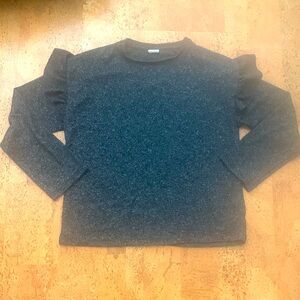 Kids ruffle sleeve black Heather sweater